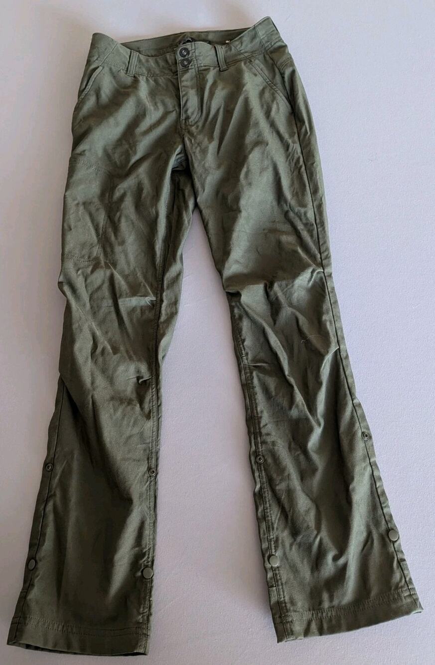 prAna Halle Pants Size 8 Green Stretch Roll Up Hiking Outdoor Camping